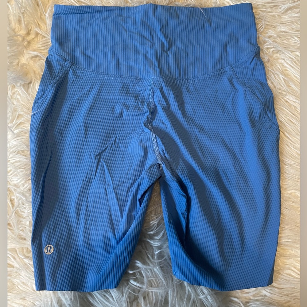 NWOT Blue Lululemon Ribbed Biker Shorts